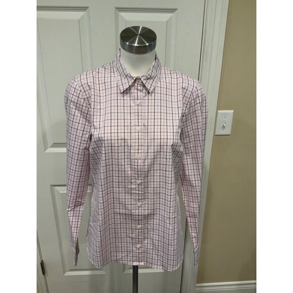 J. Crew 365 Light Pink & Blue Check Striped Button-Up Shirt, Size 12, NWT! - Picture 1 of 5